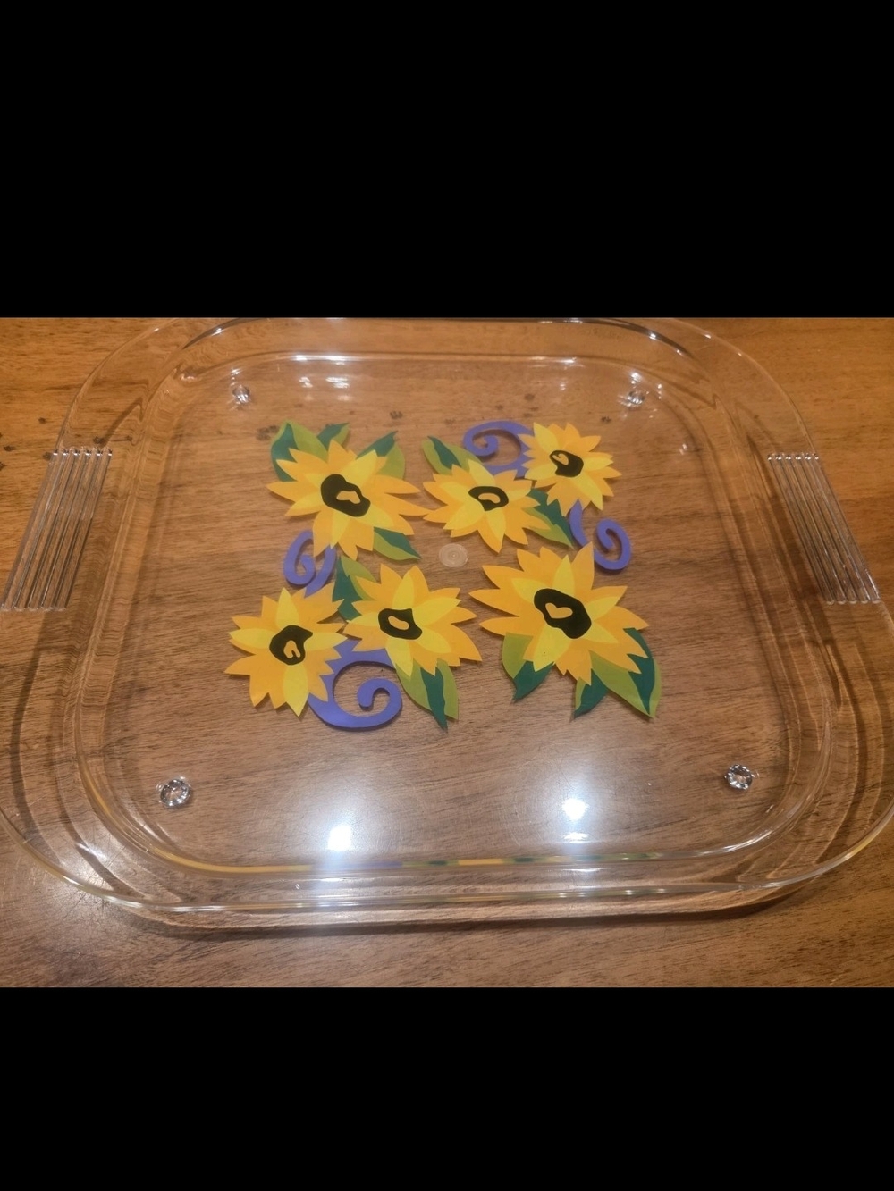 Avon Floral Plastic Serving Dish with Box Sunflower
